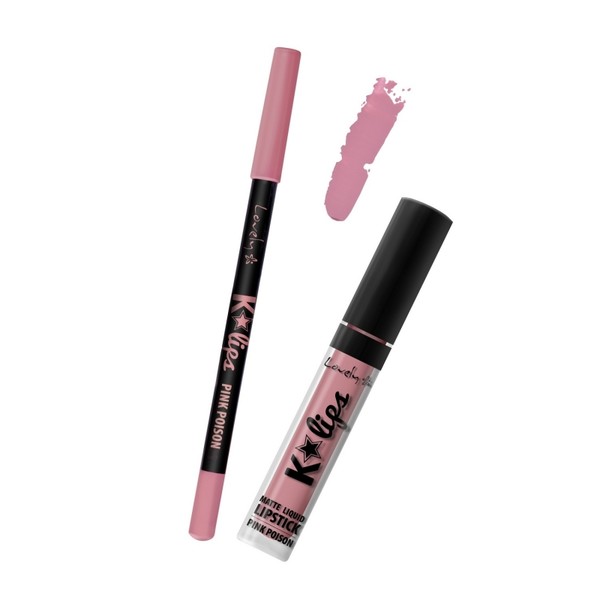 K'Lips Matte Liquid Lipstick & Lip Liner 2 Pink Posion Zestaw do wykonywania makijażu ust