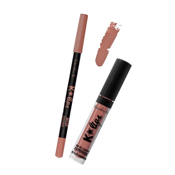 K'Lips Matte Liquid Lipstick & Lip Liner 3 Milky Brown Zestaw do wykonywania makijażu ust
