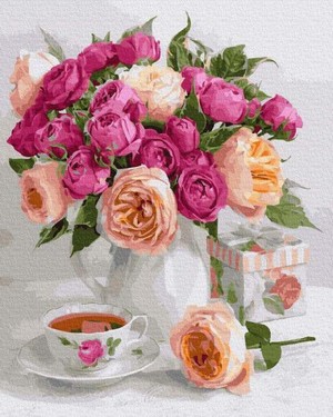 Malowanie po numerach Bukiet róż na stole 40x50cm