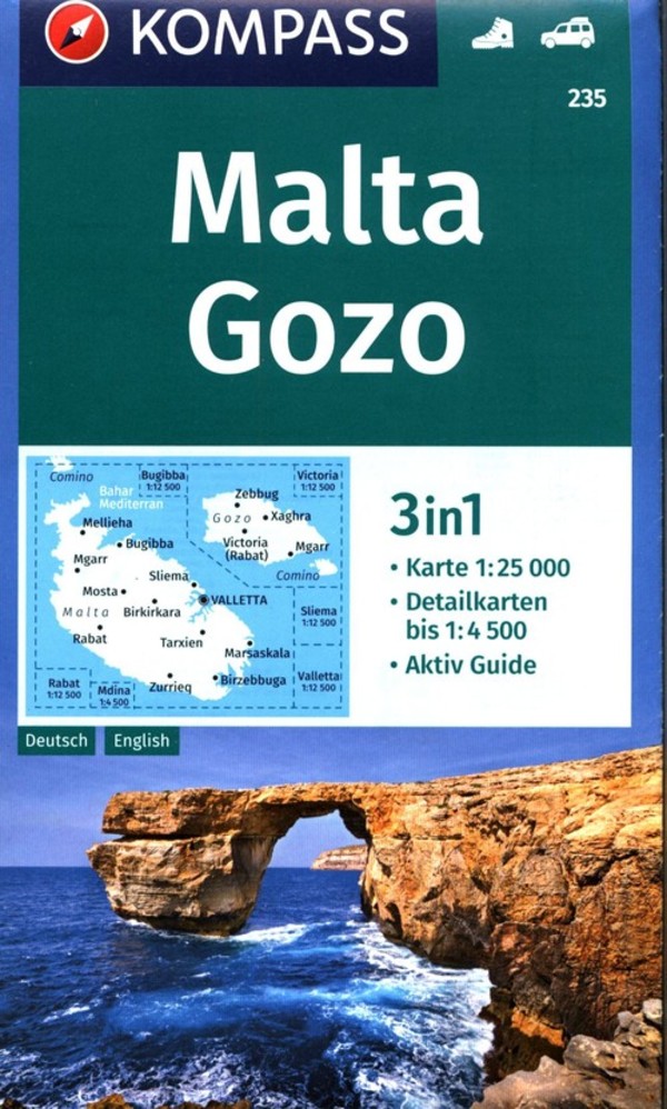 Malta Gozo 3 in 1 tourist map / Malta Gozo 3 w 1 mapa turystyczna 1:25 000