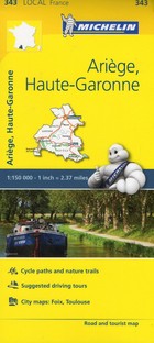 Mapa samochodowa. Ariege, Haute-Garonne Skala: 1:150 000