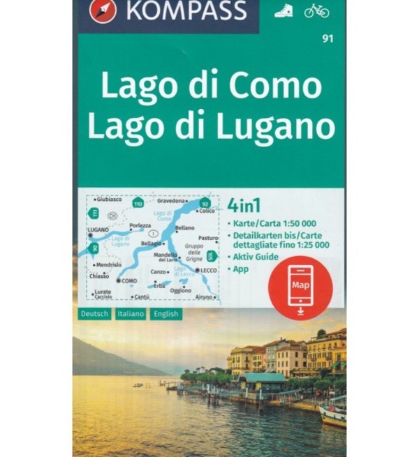 Lago di Como, Lago di Lugano Mapa turystyczna Skala: 1:50 000