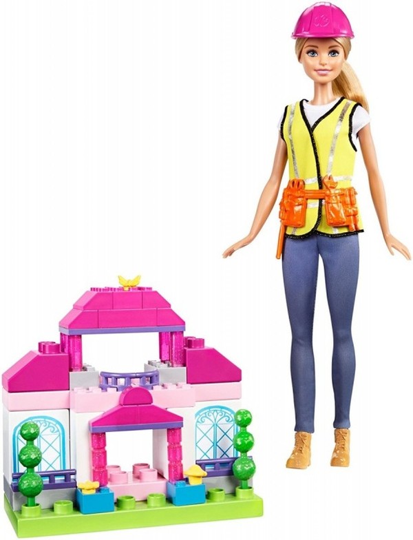 Barbie Lalka Budowniczy z zestawem klocków Mega Bloks Compatibuild FCP76