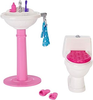 Barbie Mebelki Umywalka i toaleta CHR36