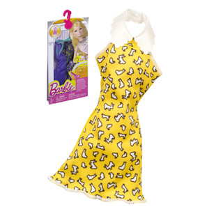 Barbie Sukienka żółta w zajączki CLL60