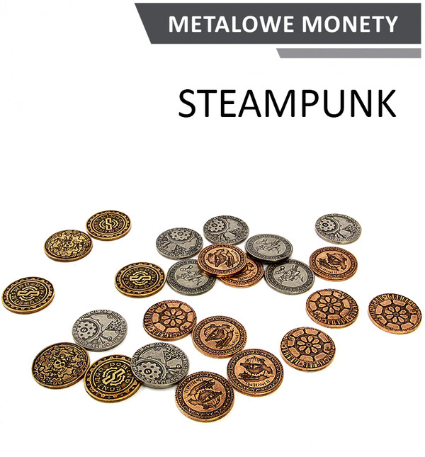 Metalowe Monety Steampunkowe zestaw 24 monet