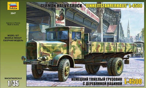 Niemiecka ciężka ciężarówka Einheitskabine z II wojny światowej L-4500 1:35