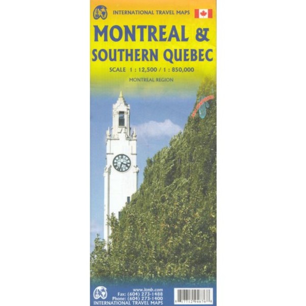 Montreal & Southern Quebec Road Map / Montreal i Południowy Quebec Mapa samochodowa Skala: 1:12 500 / 1:850 000