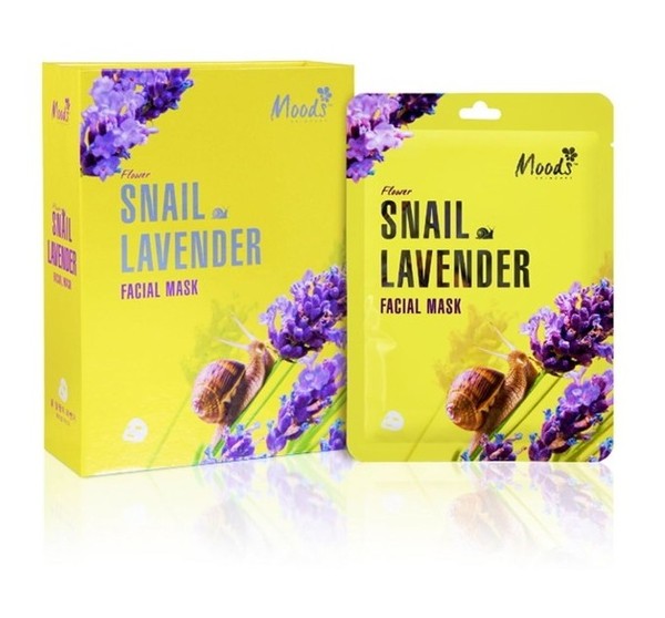 Flower Snail Facial Mask Lavender Maska w płachcie ze śluzem ślimaka i wyciągiem z lawendy dla cery dojrzałej