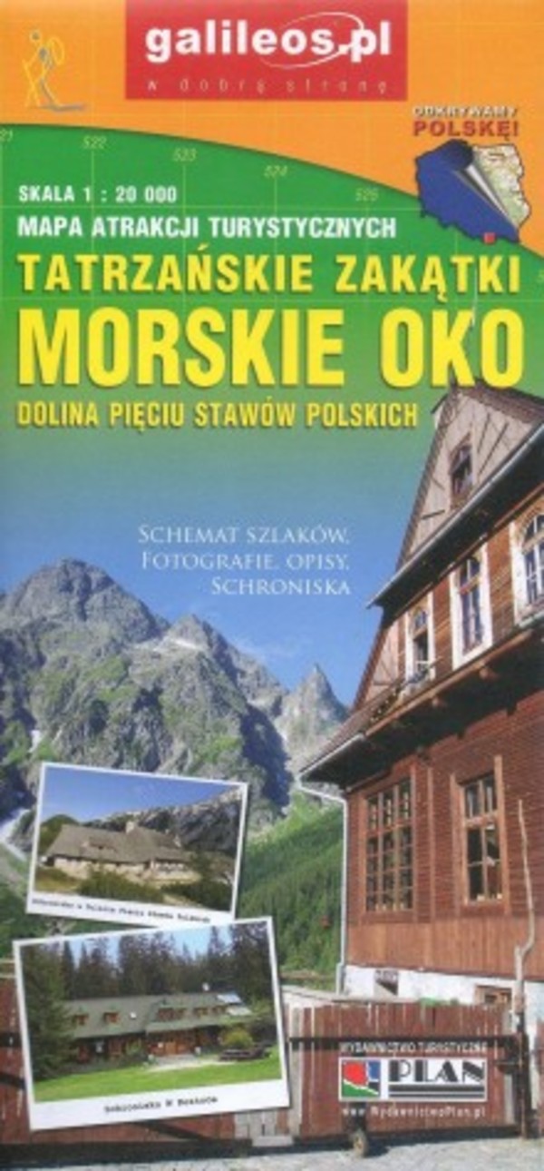 Morskie Oko Dolina Pięciu Stawów Polskich Mapa turystyczna Skala 1:20 000