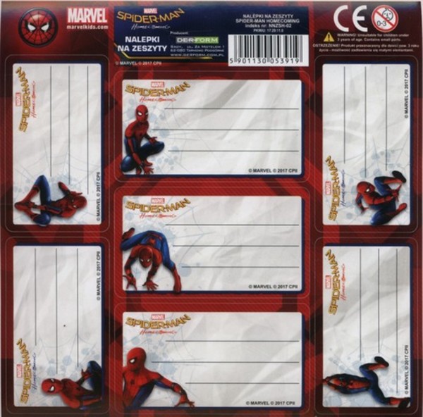 Nalepki na zeszyt Spider-Man 50 sztuk