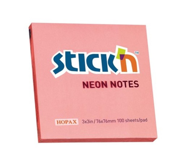 Notes samoprzylepny 76x76mm różowy neonowy