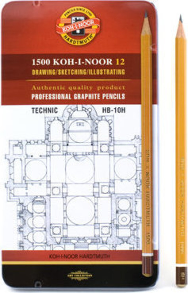 Ołówek Koh-i-Noor grafitowy 1502/I art HB 10H komplet 12 sztuk