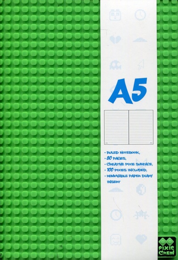 Pamiętnik A5 80 kartek w linie zielony + 100 pixeli