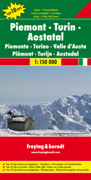 Piemont Turin Aostatal Autokarte / Piemont Turyn Dolina Aosty Mapa samochodowa Skala 1:150 000