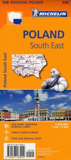 Poland South East Road map / Południowo-wschodnia Polska Mapa samochodowa Skala 1:300 000