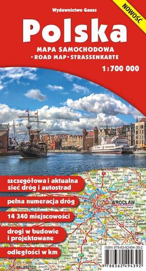 Polska Mapa samochodowa Skala 1: 700 000