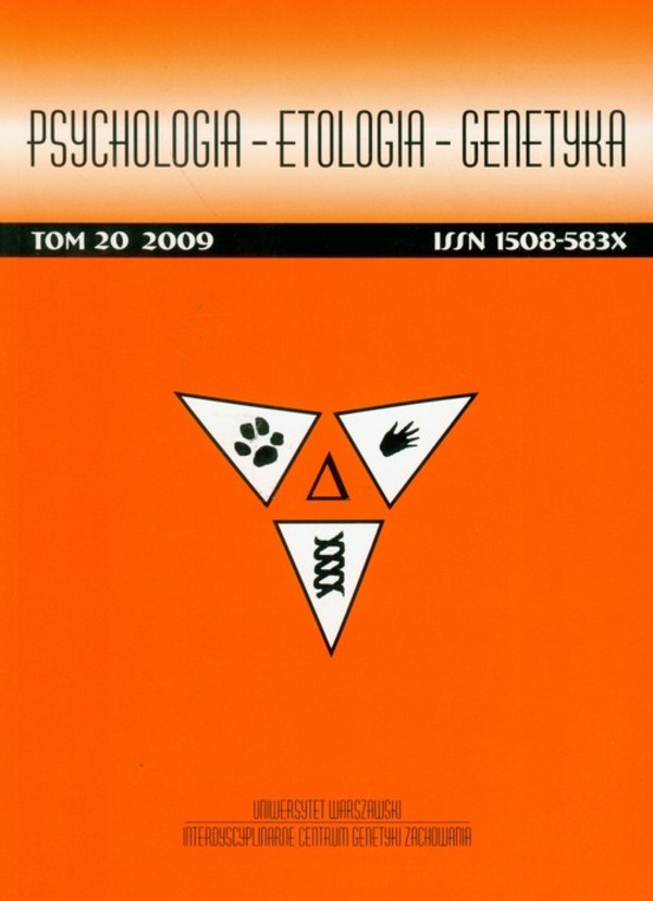 Psychologia - etologia - genetyka. T. 20 / 2009