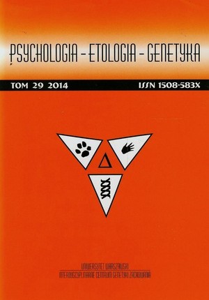 Psychologia - etologia - genetyka. T. 29 / 2014