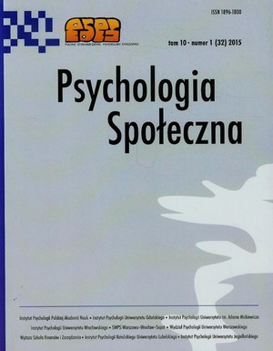 Psychologia społeczna tom 10 1(32) 2015