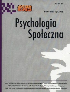 Psychologia społeczna Tom 11 2(37) 2016