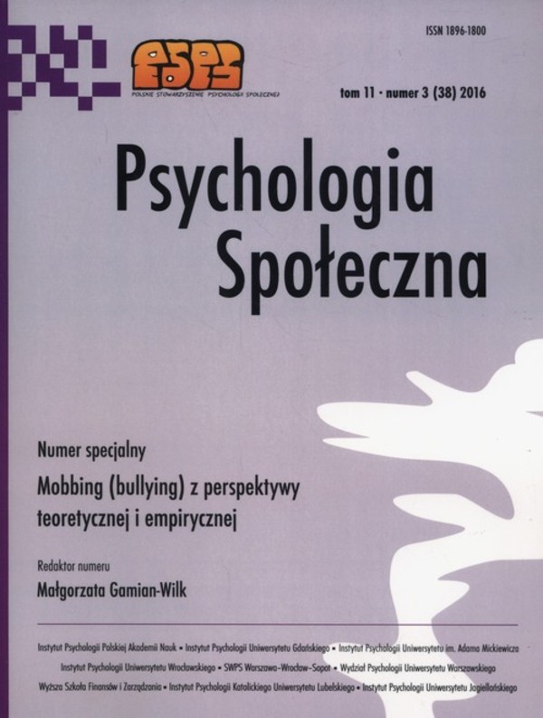 Psychologia społeczna Tom 11, 3(38) 2016