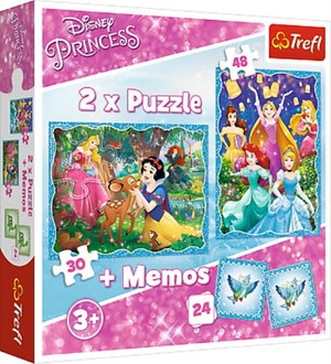 Puzzle 2w1 + memory Niezwykły świat księżniczek Disney 30 i 48 elementów