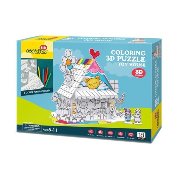 Puzzle 3D Dom do kolorowania