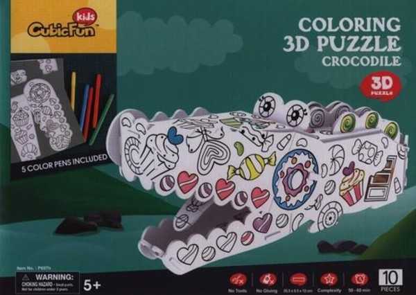 Puzzle 3D Smok do kolorowania