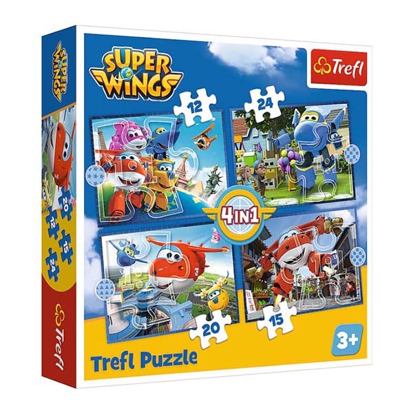 Puzzle 4w1 Odlotowa paczka Super Wings 12,15,20,24 elementy