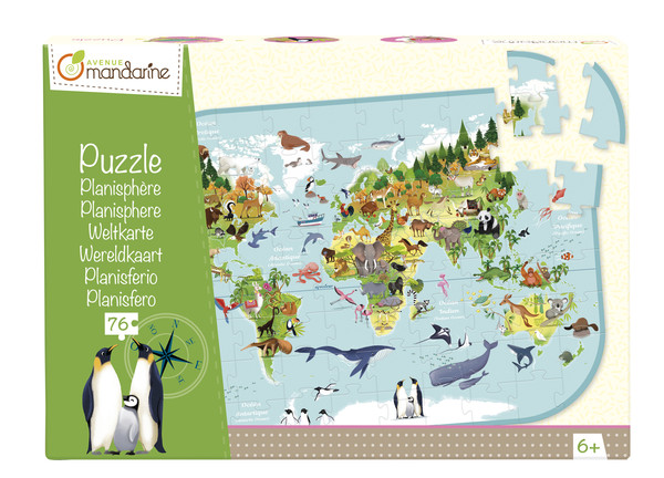 Puzzle Mapa występowanie zwierząt 76 elementów