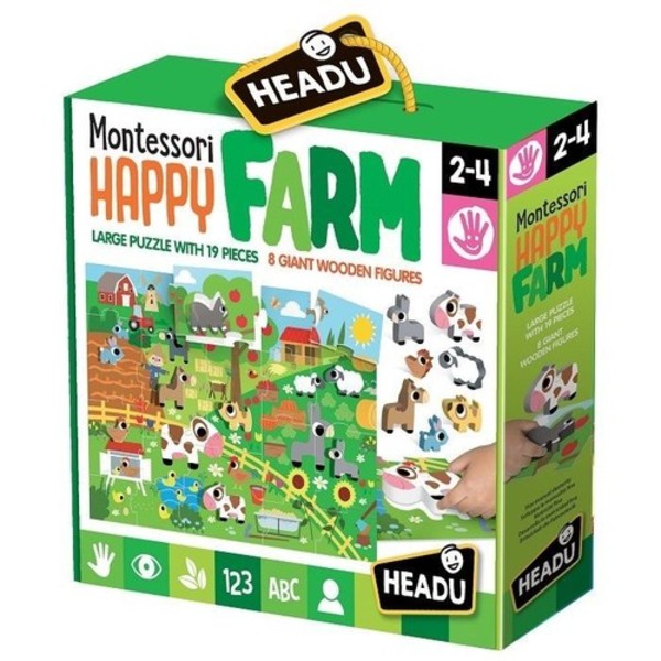 Puzzle Montessori Szczęśliwa farma 19 elementów