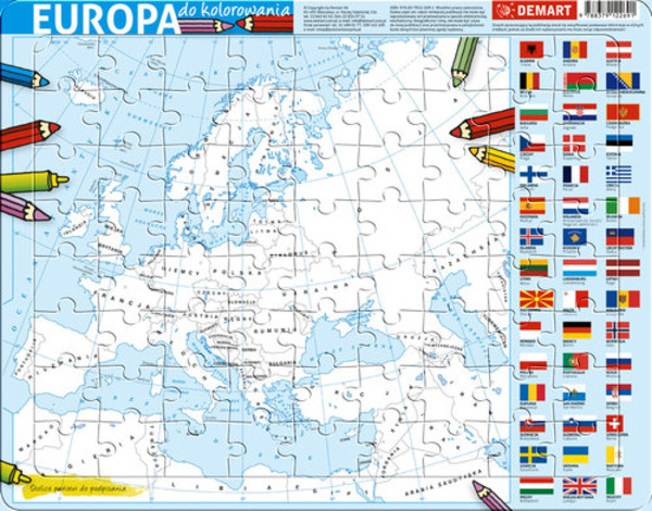 Puzzle ramkowe Europa kolorowanka - 72 elementy