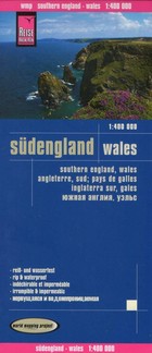 Südengland, Wales Road Map / Południowa Anglia Mapa samochodowa Skala 1:400 000