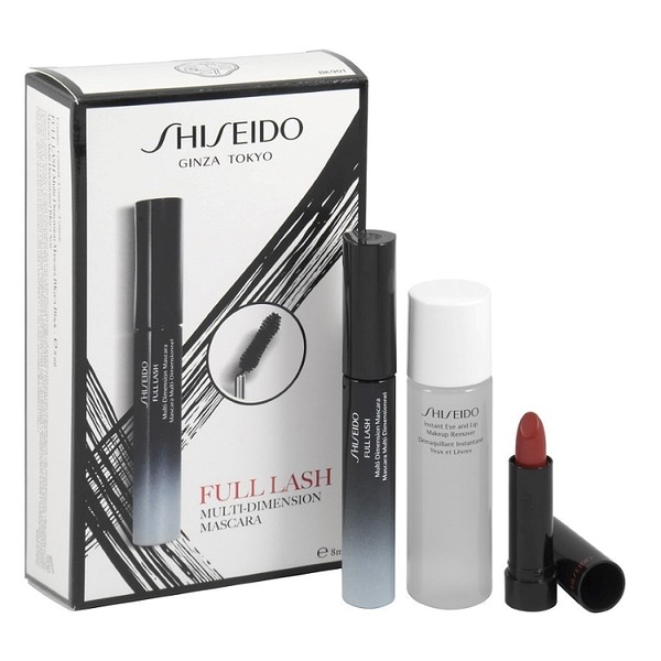 Shiseido Set Tusz do rzęs + pomadka do ust + płyn do demakijażu