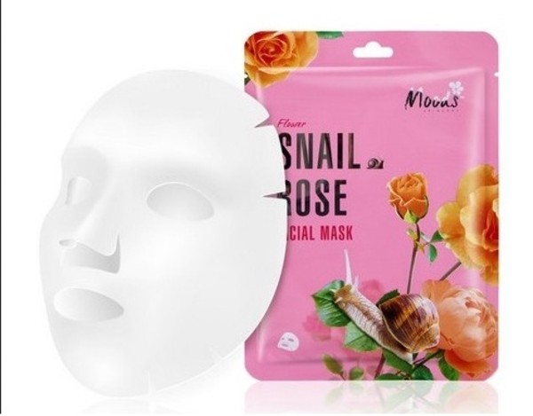Snail Rose Maska w płachcie z ekstraktem ze śluzu ślimaka i ekstraktem z róży japońskiej dla cery dojrzałej i trądzikowej