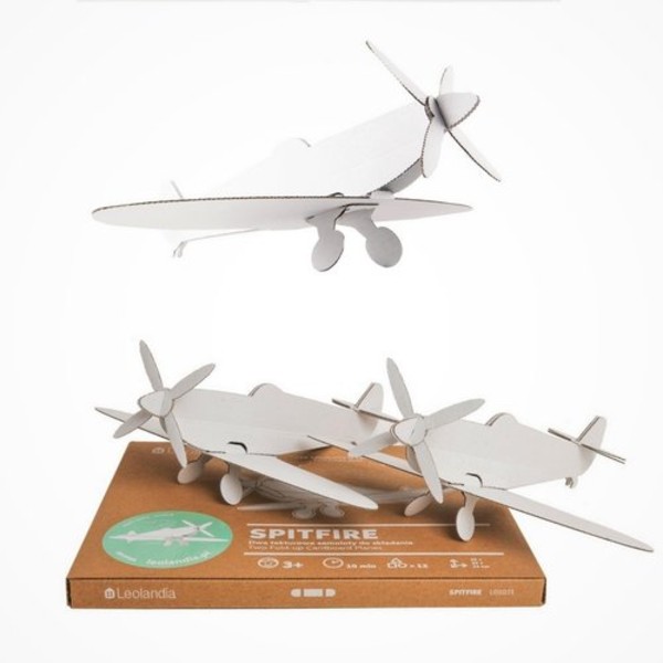 Spitfire dwa białe samoloty z tektury do składania DIY