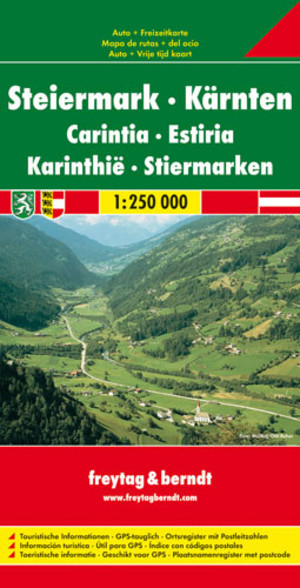 Steiermark Karnten Autokarte / Styria Karyntia Mapa samochodowa Skala 1:250 000