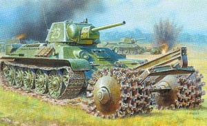 T-34/76 Tank With Mine Roller Skala 1:35