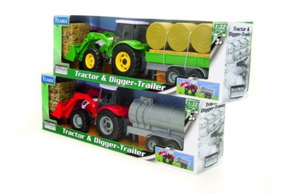 Traktor z przyczepą (zielony) 1:32