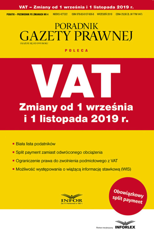 VAT Zmiany od 1 września i 1 listopada 2019 r.