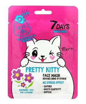 7 Days Animal Mask Pretty Kitty Maska na twarz w płacie usuwająca oznaki zmęczenia