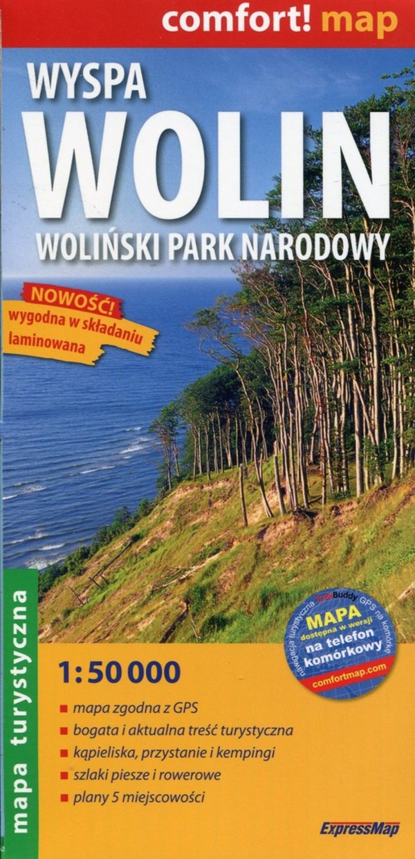 Wyspa Wolin, Woliński Park Narodowy mapa turystyczna Skala: 1:50 000