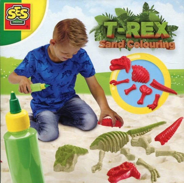 Zabawa w piasku kolorowe dinozaury