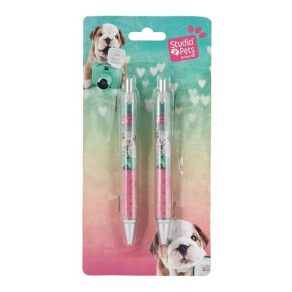 Zestaw 2 długopisów Studio Pets zielono-różowy