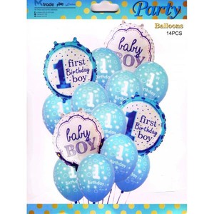 Zestaw balonów Baby Boy/Girl First Birthday, 30-46cm, 14 szt.