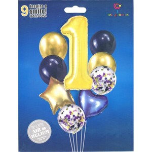 Zestaw balonów cyfra 1, wys. 40-60cm 9 szt