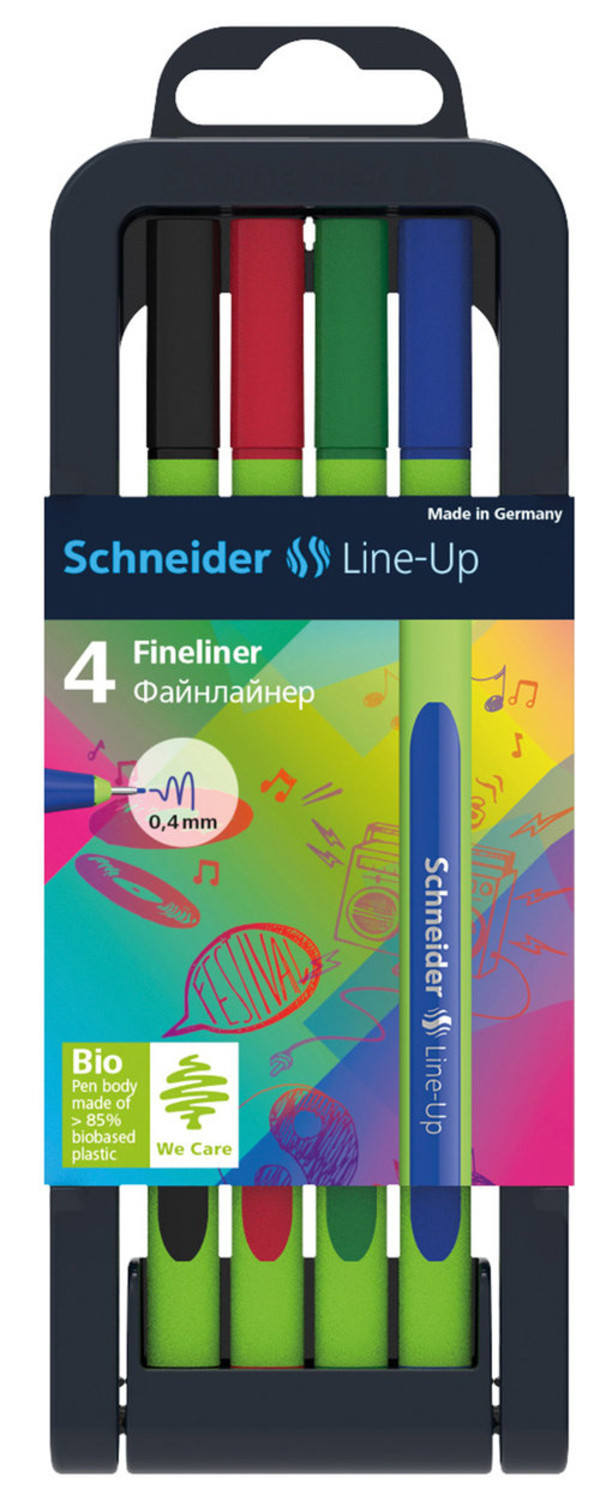Zestaw cienkopisów Schneider Line-Up, 0,4mm, stojak, 4 sztuk, miks kolorów