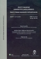 Zeszyty naukowe Uniwersytetu Jagiellońskiego prace z prawa własności intelektualnej zeszyt 1 (111) 2011