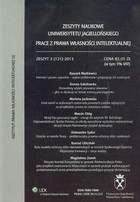 Zeszyty naukowe Uniwersytetu Jagiellońskiego prace z prawa własności intelektualnej zeszyt 3 (121) 2013